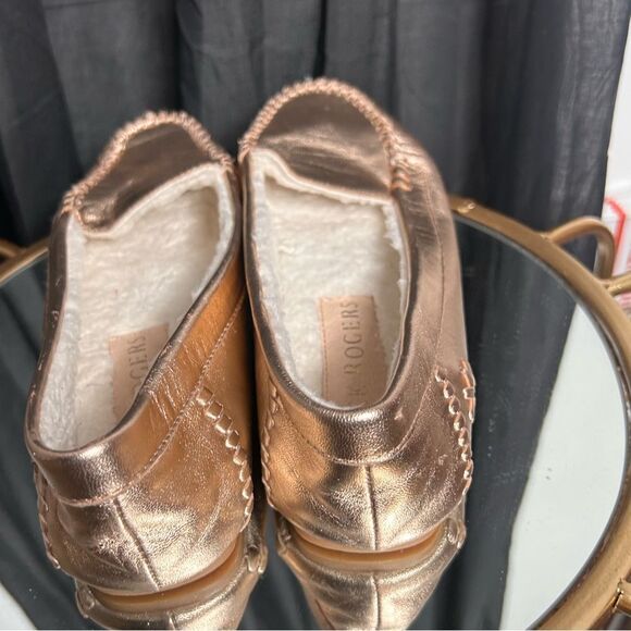 Jack Rogers Rose Gold  MILLIE MOCASSIN LEATHER FAUX FUR MOCCASINS - Picture 4 of 6